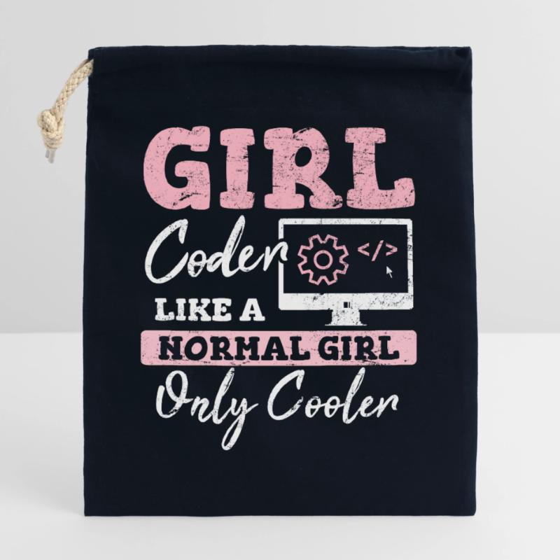 Drôle de fille Codeur Code de programmation informatique Développement Web Sac cadeau en coton avec cordon (25 x 30 cm)