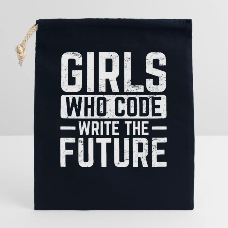 Girl Coder Write The Future Software Programmer Co Sac cadeau en coton avec cordon (25 x 30 cm)
