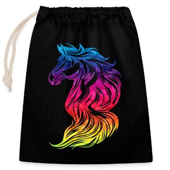 Licorne artistique aux couleurs de l’arc-en-ciel - Sac cadeau en coton avec cordon (25 x 30 cm) - noir - Devant