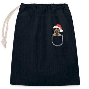 Deutsch Drahthaar Frohe Weihnachten - Verschließbarer Geschenkbeutel aus Baumwolle (25x30cm) - Navy - Vorne