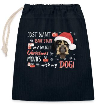 Deutsch Drahthaar Frohe Weihnachten - Verschließbarer Geschenkbeutel aus Baumwolle (25x30cm) - Navy - Vorne