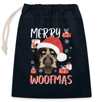 Deutsch Drahthaar Frohe Weihnachten - Verschließbarer Geschenkbeutel aus Baumwolle (25x30cm) - Navy - Vorne