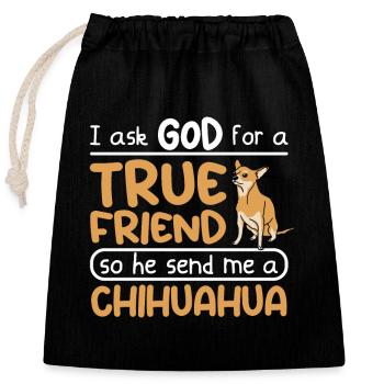 Véritable ami chien chihuahua - Sac cadeau en coton avec cordon (25 x 30 cm) - noir - Devant
