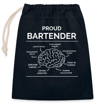 Barmans du personnel de bar - Sac cadeau en coton avec cordon (25 x 30 cm) - bleu marine - Devant