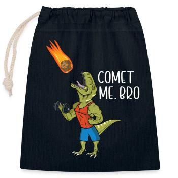 Comet Me Bro Funny T-Rex Dinosaur Pun Gym Workout - Sac cadeau en coton avec cordon (25 x 30 cm) - bleu marine - Devant