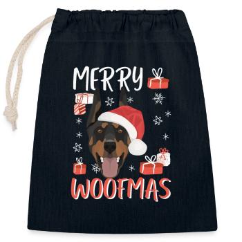 Dobermann Frohe Weihnachten - Verschließbarer Geschenkbeutel aus Baumwolle (25x30cm) - Navy - Vorne