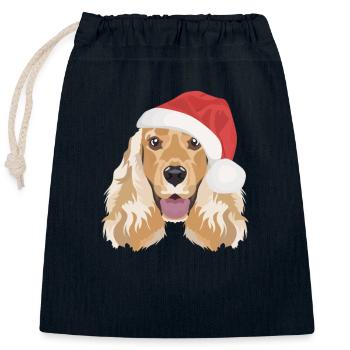 Deutsch Cocker Spaniel Joyeux Noël - Sac cadeau en coton avec cordon (25 x 30 cm) - bleu marine - Devant