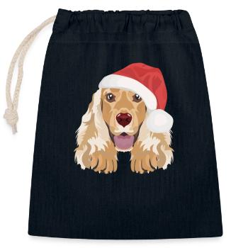 Deutsch Cocker Spaniel Joyeux Noël - Sac cadeau en coton avec cordon (25 x 30 cm) - bleu marine - Devant