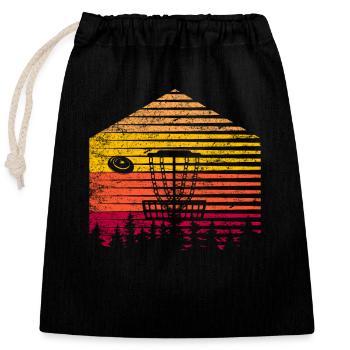 Rétro Vintage Disc Golf Flying Disc Sport Funny Fr - Sac cadeau en coton avec cordon (25 x 30 cm) - noir - Devant