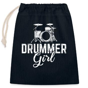 Cool Drummer Girl Rock Music Player Musician Percu - Verschließbarer Geschenkbeutel aus Baumwolle (25x30cm) - Navy - Vorne