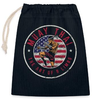 Vintage Muay Thai Fighter Karate Boxing Mixed Mart - Verschließbarer Geschenkbeutel aus Baumwolle (25x30cm) - Navy - Vorne