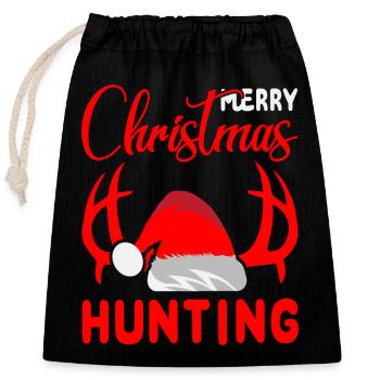Merry Christmas Hunting Outfit - Verschließbarer Geschenkbeutel aus Baumwolle (25x30cm) - Schwarz - Vorne
