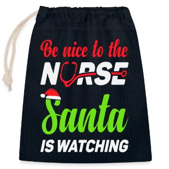 Be nice to the Nurse - Verschließbarer Geschenkbeutel aus Baumwolle (25x30cm) - Navy - Vorne