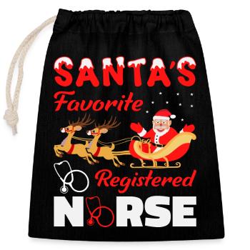 Santas Favorite Nurse outfit - Verschließbarer Geschenkbeutel aus Baumwolle (25x30cm) - Schwarz - Vorne