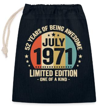 Juli 1971 52 Jahre Jubiläumsgeschenk - Verschließbarer Geschenkbeutel aus Baumwolle (25x30cm) - Navy - Vorne