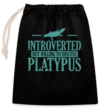 Introverti mais prêt à discuter de l’ornithorynque - Sac cadeau en coton avec cordon (25 x 30 cm) - noir - Devant