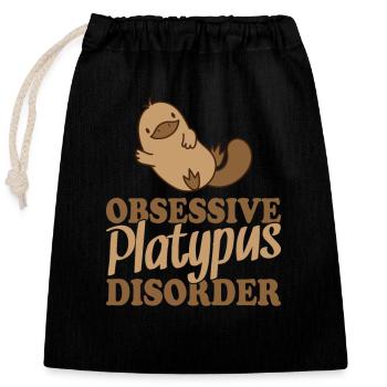 Obsessive Platypus Disorder Schnabeltier - Closable cotton gift bag (25x30cm) - black - Front