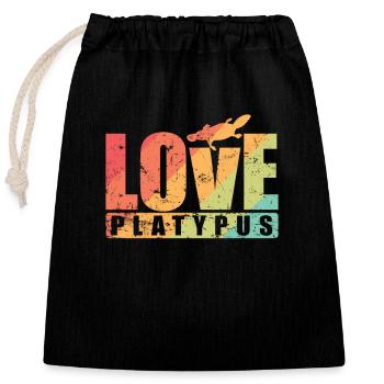 Love Platypus Australie Ornithorynque animal - Sac cadeau en coton avec cordon (25 x 30 cm) - noir - Devant