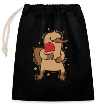 Ornithorynque joue au tennis de table Australie - Sac cadeau en coton avec cordon (25 x 30 cm) - noir - Devant