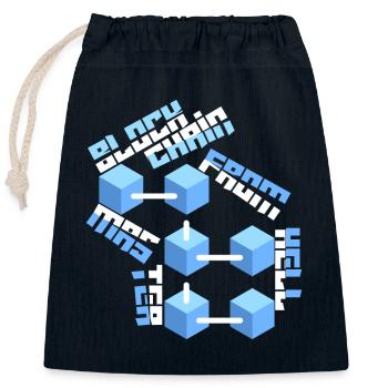 Blockchain-Master Block Chain lustiger Spruch - Verschließbarer Geschenkbeutel aus Baumwolle (25x30cm) - Navy - Vorne