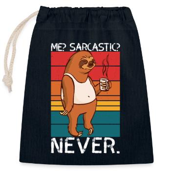 Me Sarcastic Never Sloth Saying - Closable cotton gift bag (25x30cm) - navy - Front