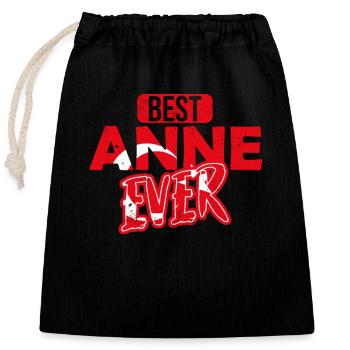 Best Anne Ever Turkish Mother - Closable cotton gift bag (25x30cm) - black - Front