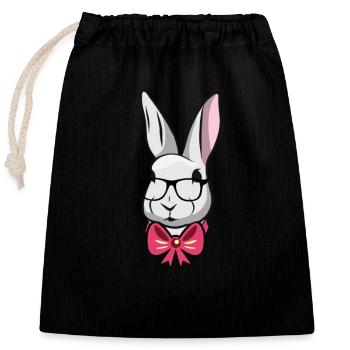 mignon, lapin pâques, mouche - Sac cadeau en coton avec cordon (25 x 30 cm) - noir - Devant