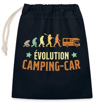 Évolution Camping Car Humour Cadeau - Sac cadeau en coton avec cordon (25 x 30 cm) - bleu marine - Devant