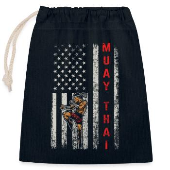 Muay Thai Fighter Kickboxer Thai Boxing Kickboxing - Verschließbarer Geschenkbeutel aus Baumwolle (25x30cm) - Navy - Vorne