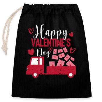 Happy Valentines Day Roter LKW mit Buchstaben Post - Verschließbarer Geschenkbeutel aus Baumwolle (25x30cm) - Schwarz - Vorne