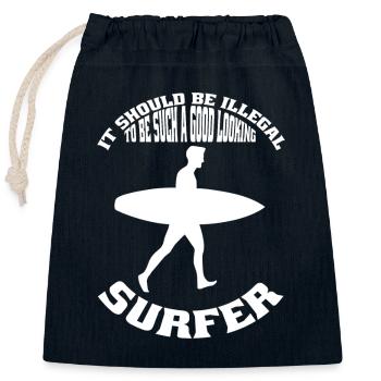 Surferin surfen Wellenreiten Surfbrett Surflehrer - Verschließbarer Geschenkbeutel aus Baumwolle (25x30cm) - Navy - Vorne