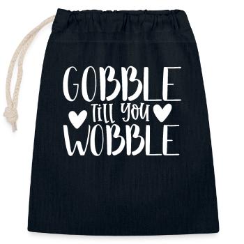 Gobble till you wobble - Thanksgiving Spruch - Verschließbarer Geschenkbeutel aus Baumwolle (25x30cm) - Navy - Vorne