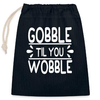 Gobble till you wobble - Thanksgiving Spruch - Verschließbarer Geschenkbeutel aus Baumwolle (25x30cm) - Navy - Vorne