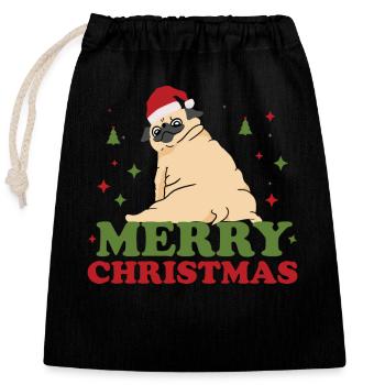 Joyeux Noël - Cadeau de Noël de chien drôle - Sac cadeau en coton avec cordon (25 x 30 cm) - noir - Devant