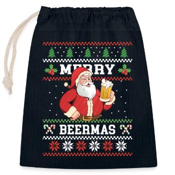merry beermas - Verschließbarer Geschenkbeutel aus Baumwolle (25x30cm) - Navy - Vorne
