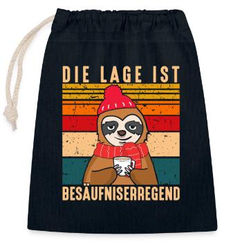 Die Lage Ist Besäufniserregend Faultier Punsch - Verschließbarer Geschenkbeutel aus Baumwolle (25x30cm) - Navy - Vorne