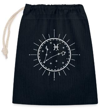 Zodiac sign Pisces Star constellation - Closable cotton gift bag (25x30cm) - navy - Front