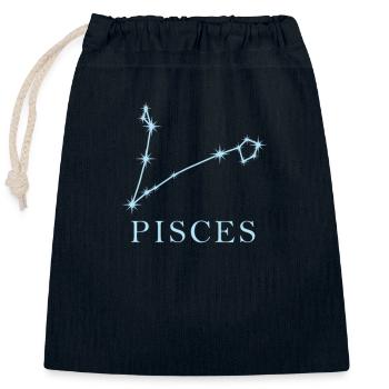 Sternkonstellation Sternzeichen Fische Pisces - Verschließbarer Geschenkbeutel aus Baumwolle (25x30cm) - Navy - Vorne