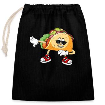 Dots Taco Heart Love Saint-Valentin Mexicain - Sac cadeau en coton avec cordon (25 x 30 cm) - noir - Devant