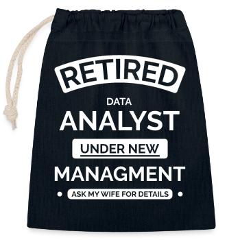 Retired Data Analyst - Closable cotton gift bag (25x30cm) - navy - Front
