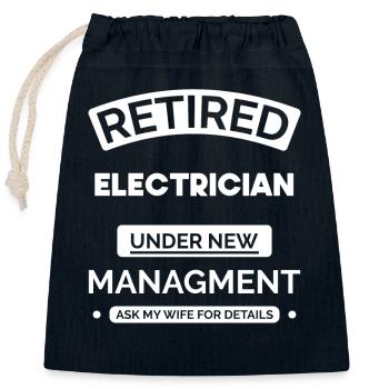 Retired electrician - Closable cotton gift bag (25x30cm) - navy - Front
