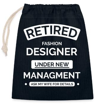 Créateur de mode à la retraite - Sac cadeau en coton avec cordon (25 x 30 cm) - bleu marine - Devant