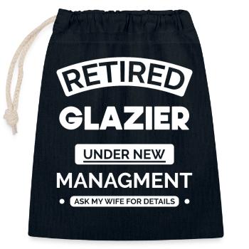 Vitrier à la retraite - Sac cadeau en coton avec cordon (25 x 30 cm) - bleu marine - Devant