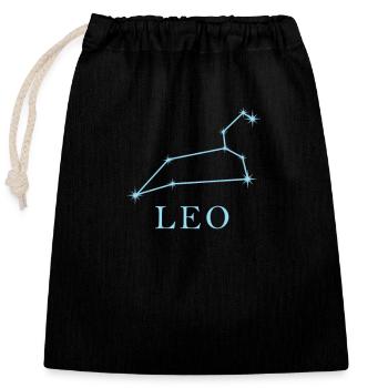 Sternkonstellation Sternzeichen Leo Löwe - Verschließbarer Geschenkbeutel aus Baumwolle (25x30cm) - Schwarz - Vorne