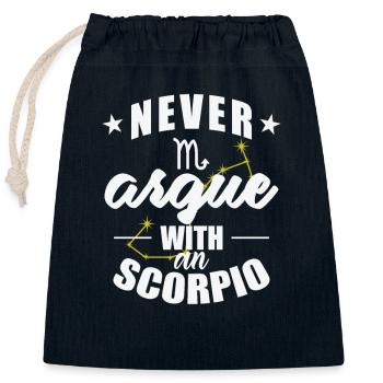Sternzeichen Never argue with an Scorpio - Verschließbarer Geschenkbeutel aus Baumwolle (25x30cm) - Navy - Vorne