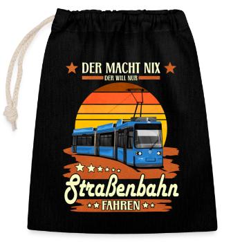 Trambahn Spruch R2.2 Straßenbahn München - Verschließbarer Geschenkbeutel aus Baumwolle (25x30cm) - Schwarz - Vorne