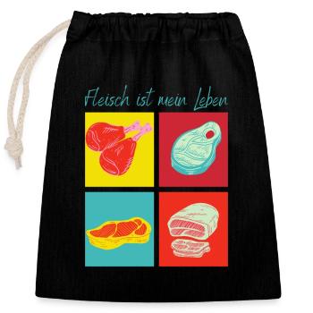 Meat eats life - Closable cotton gift bag (25x30cm) - black - Front