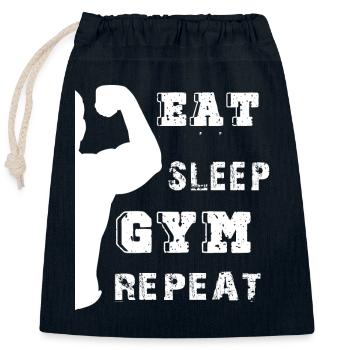 Manger du sommeil gym répéter Tenue - Sac cadeau en coton avec cordon (25 x 30 cm) - bleu marine - Devant