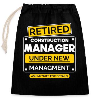Site Manager Retirement - Closable cotton gift bag (25x30cm) - black - Front