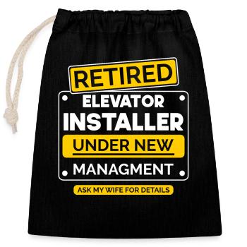 Elevator fitter retirement - Closable cotton gift bag (25x30cm) - black - Front